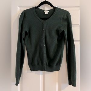 H&M Cotton Crew neck Cardigan Dark Green